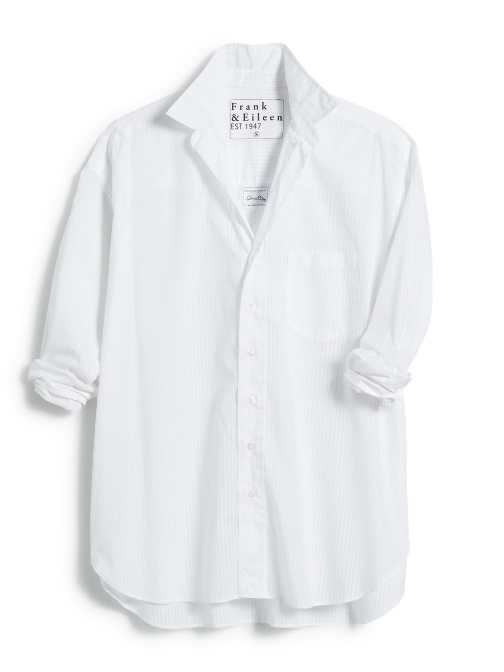 Frank & Eileen Shirley Oversized Button-Up White Shirt Sz Small chest pocket